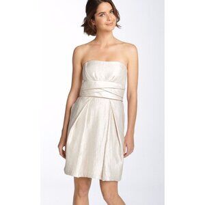 MAX AND CLEO CHAMPAGNE BEIGE PARTY STRAPLESS DRESS WOMENS SIZE 12 POCKETS LINED
